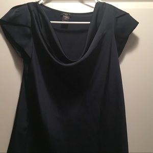 Ann Taylor scoop neck navy blouse